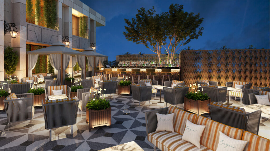 3D Exterior Rendering for Hotel Grand Restaurant's out side in New Delhi